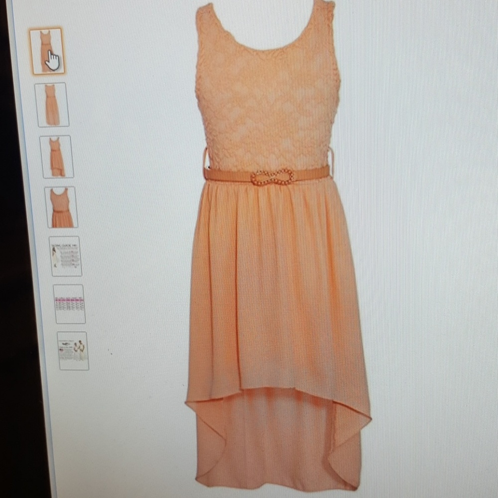 Peach Lace Chiffon High Low Dress